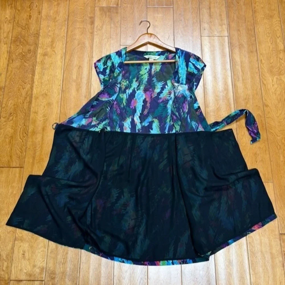 Presley Skye Womens Silk Artsy Wrap‎ Dress Size Petite S Career Work Watercolors